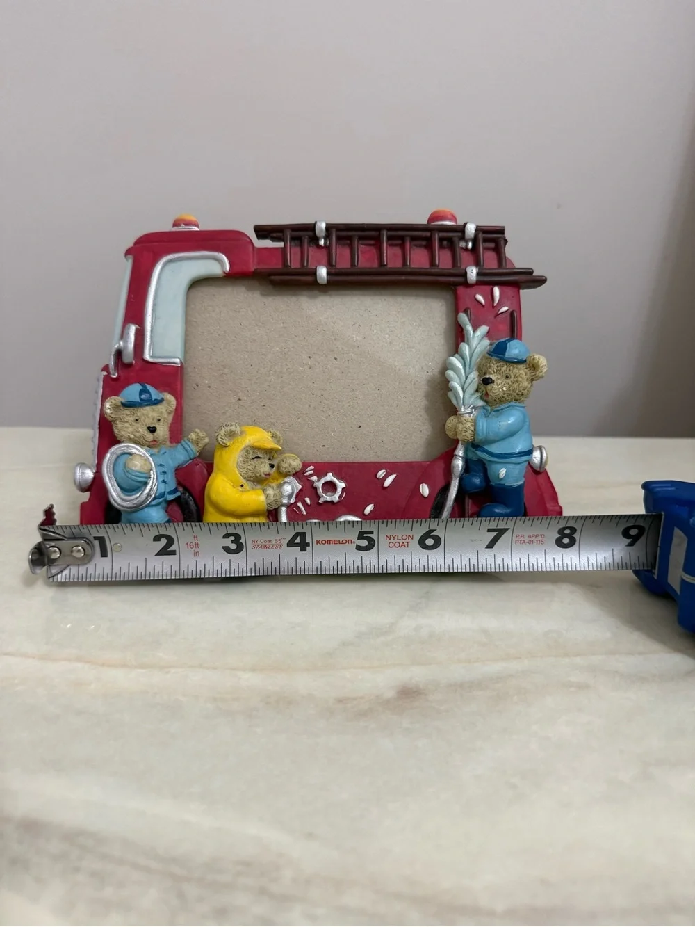 Beautiful Kids Picture Frame Fire Engine with 2 bears holds 4.5” x 3” picture